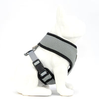 EcoBark Gray Dog Harness - Over-the-Head Dog Soft Mesh Vest Halter for Small to Medium Dogs and Puppies - BIG FRENCHIES