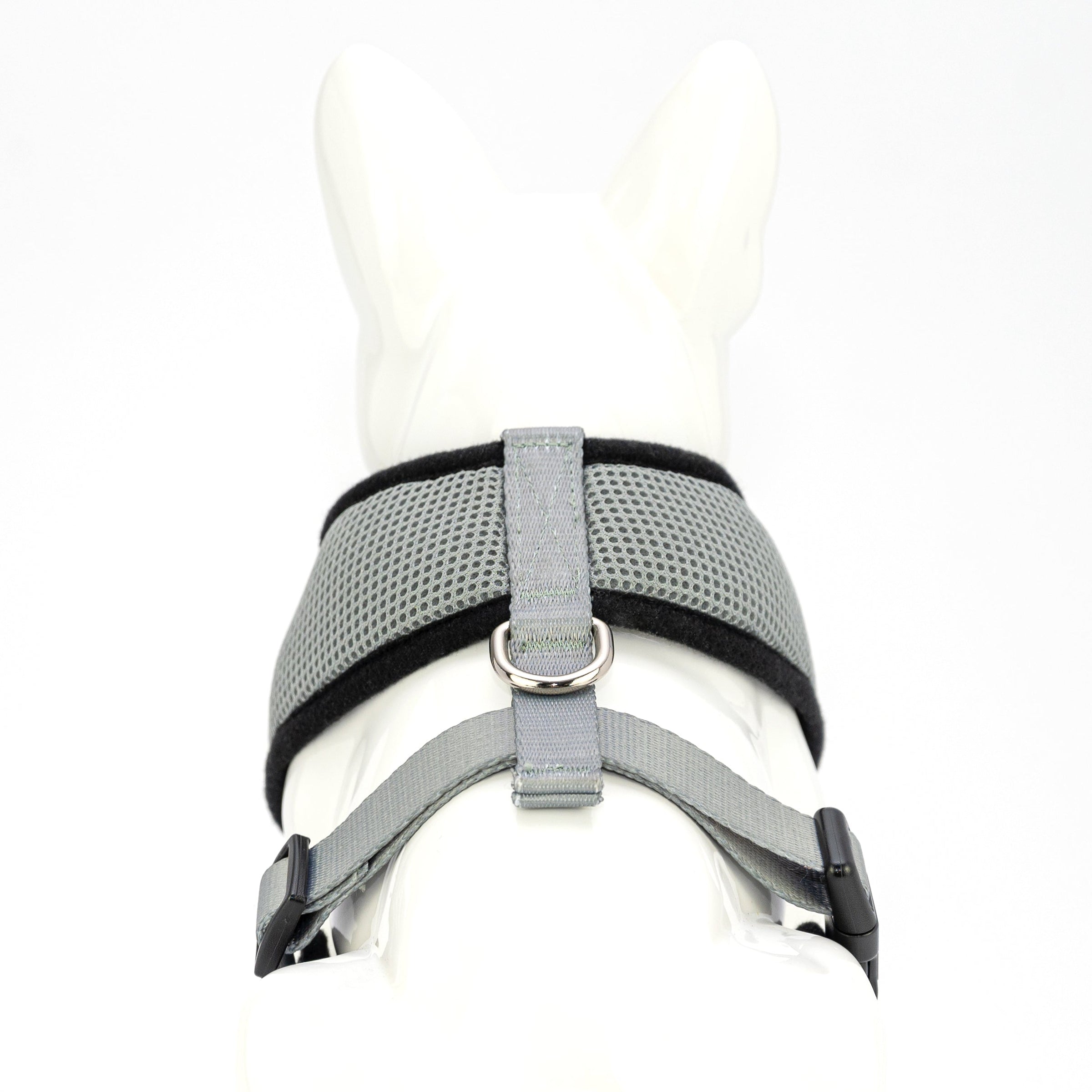 EcoBark Gray Dog Harness - Over-the-Head Dog Soft Mesh Vest Halter for Small to Medium Dogs and Puppies - BIG FRENCHIES
