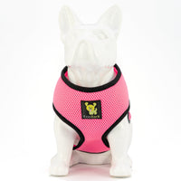 EcoBark Bubblegum Pink Dog Harness - Over-the-Head Dog Vest Halter for Small to Medium Dogs and Puppies - BIG FRENCHIES