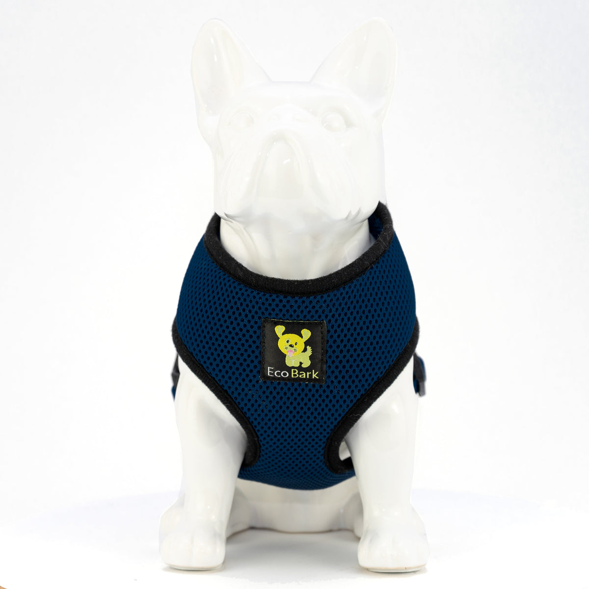 EcoBark Navy Dog Harness - Over-the-Head Soft Mesh Dog Vest Halter for Small to Medium Dogs and Puppies - BIG FRENCHIES
