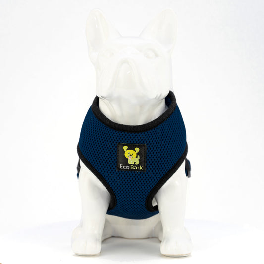 EcoBark Navy Dog Harness - Over-the-Head Soft Mesh Dog Vest Halter for Small to Medium Dogs and Puppies - BIG FRENCHIES