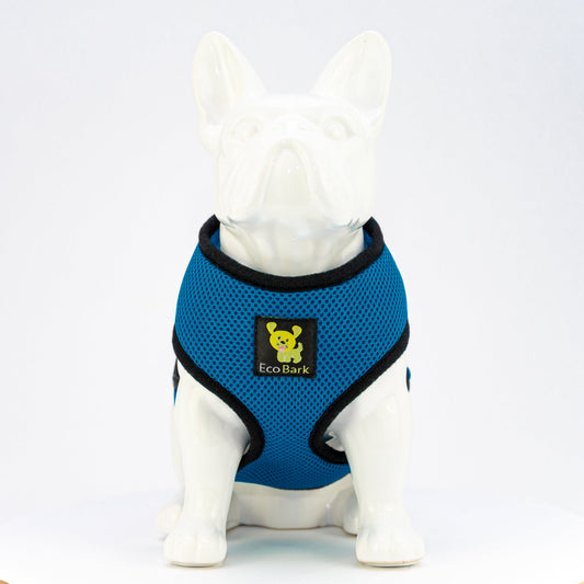 EcoBark Teal Dog Harness - Over-the-Head Soft Mesh Dog Vest Halter for Small to Medium Dogs and Puppies - BIG FRENCHIES