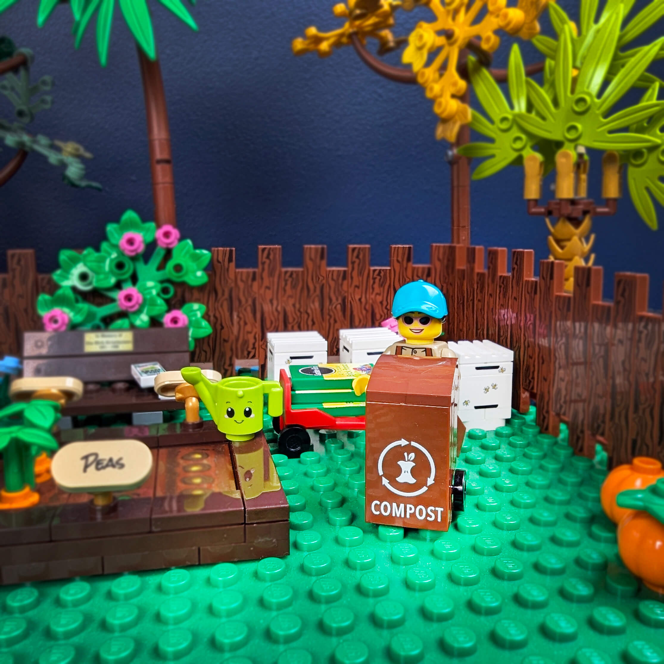 Compost Bin - Mini Building Set - Custom Printed - Made Using LEGO® Parts