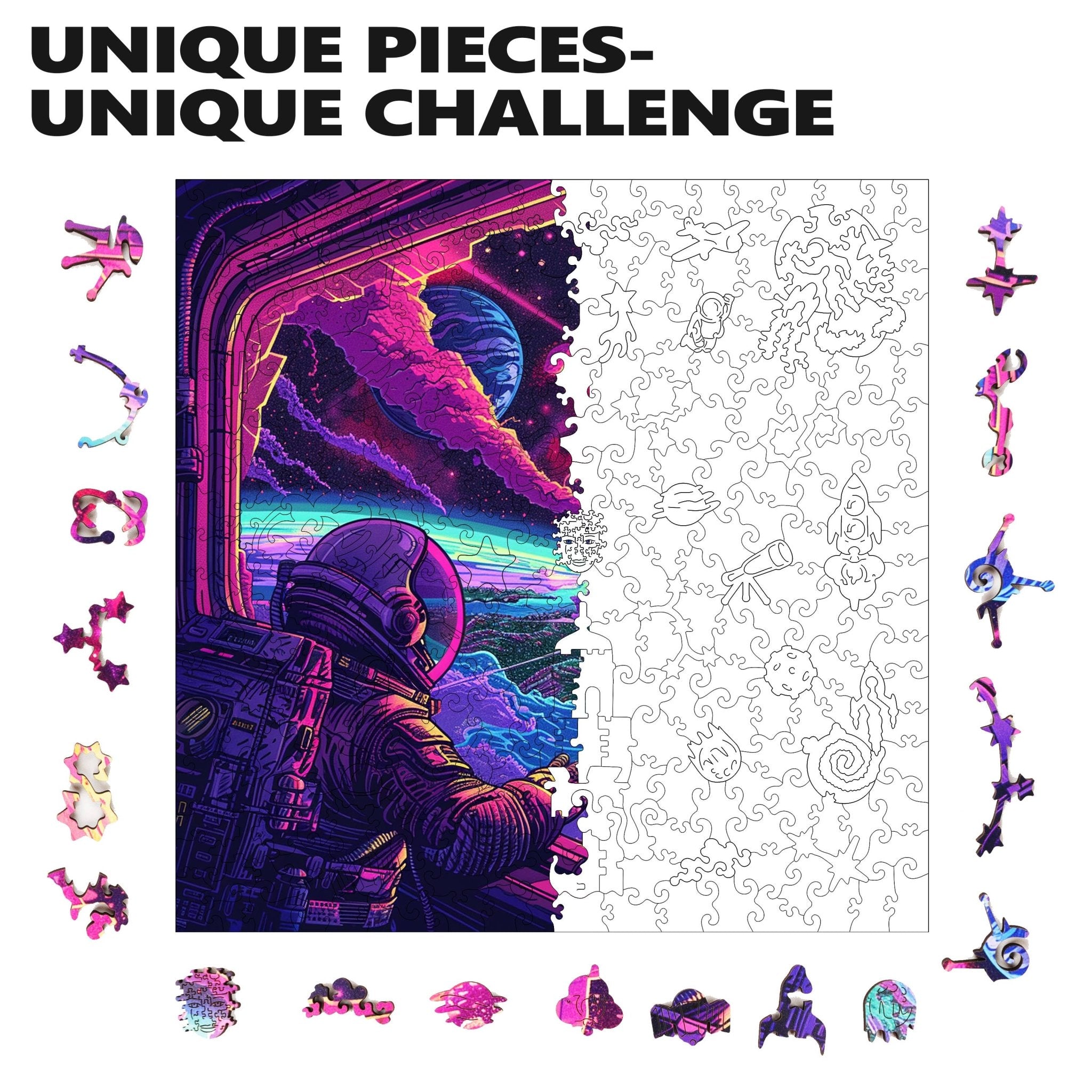 Cosmic Collision 300 Piece Wooden Jigsaw Puzzle | Trippy Puzzle Co