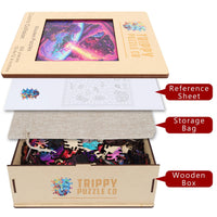 Cosmic Collision 300 Piece Wooden Jigsaw Puzzle | Trippy Puzzle Co