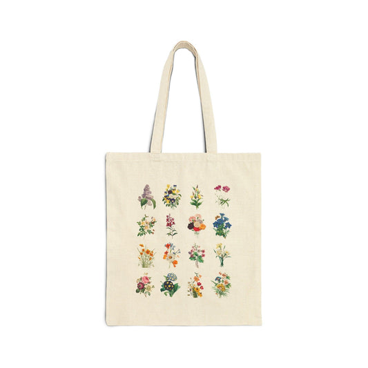 Cottagecore Tote Bag with Vintage Flowers: Retro Flower Tote - BIG FRENCHIES