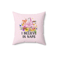 Cozy Whimsigoth Pillow with Floral Ghost: I Believe in Naps | Reversible Boho Butterfly Pillow, - BIG FRENCHIES