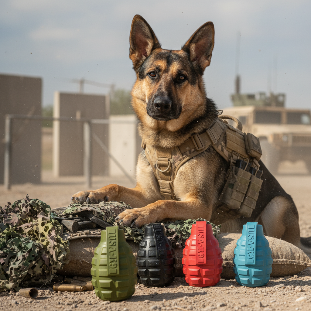 Grenade Shaped eDispenser Durable Dog Chew Toy & Treat Dispenser - Magnum Black - BIG FRENCHIES