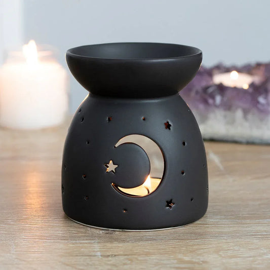 Black Mystical Moon Cut Out Oil Burner and Wax Warmer - BIG FRENCHIES