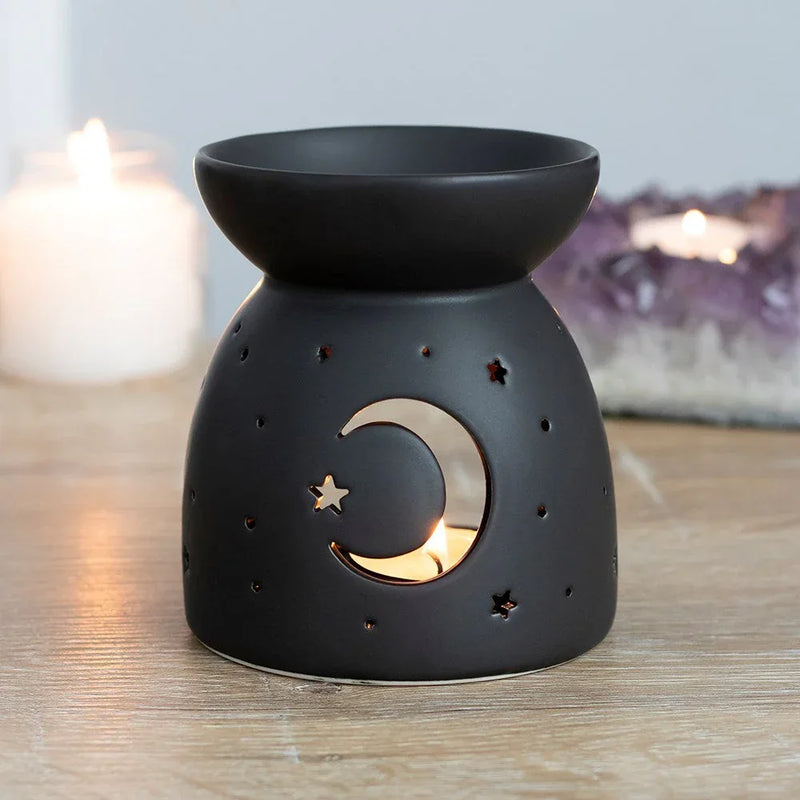 Black Mystical Moon Cut Out Oil Burner and Wax Warmer - BIG FRENCHIES