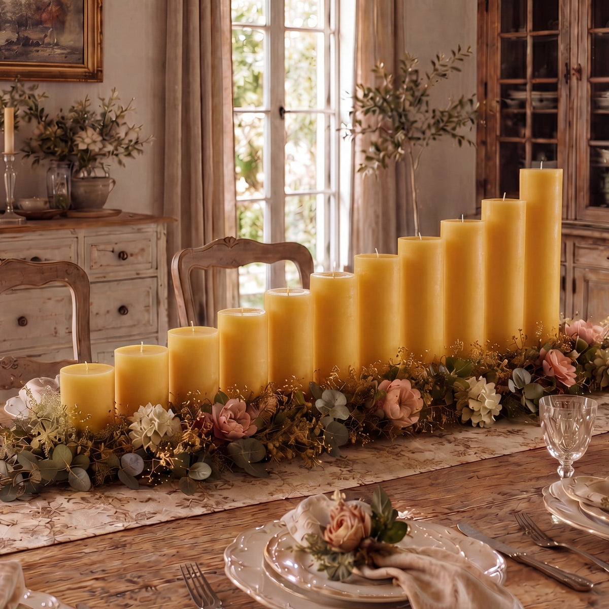 3x11 Inch Yellow Beeswax Pillar Candle