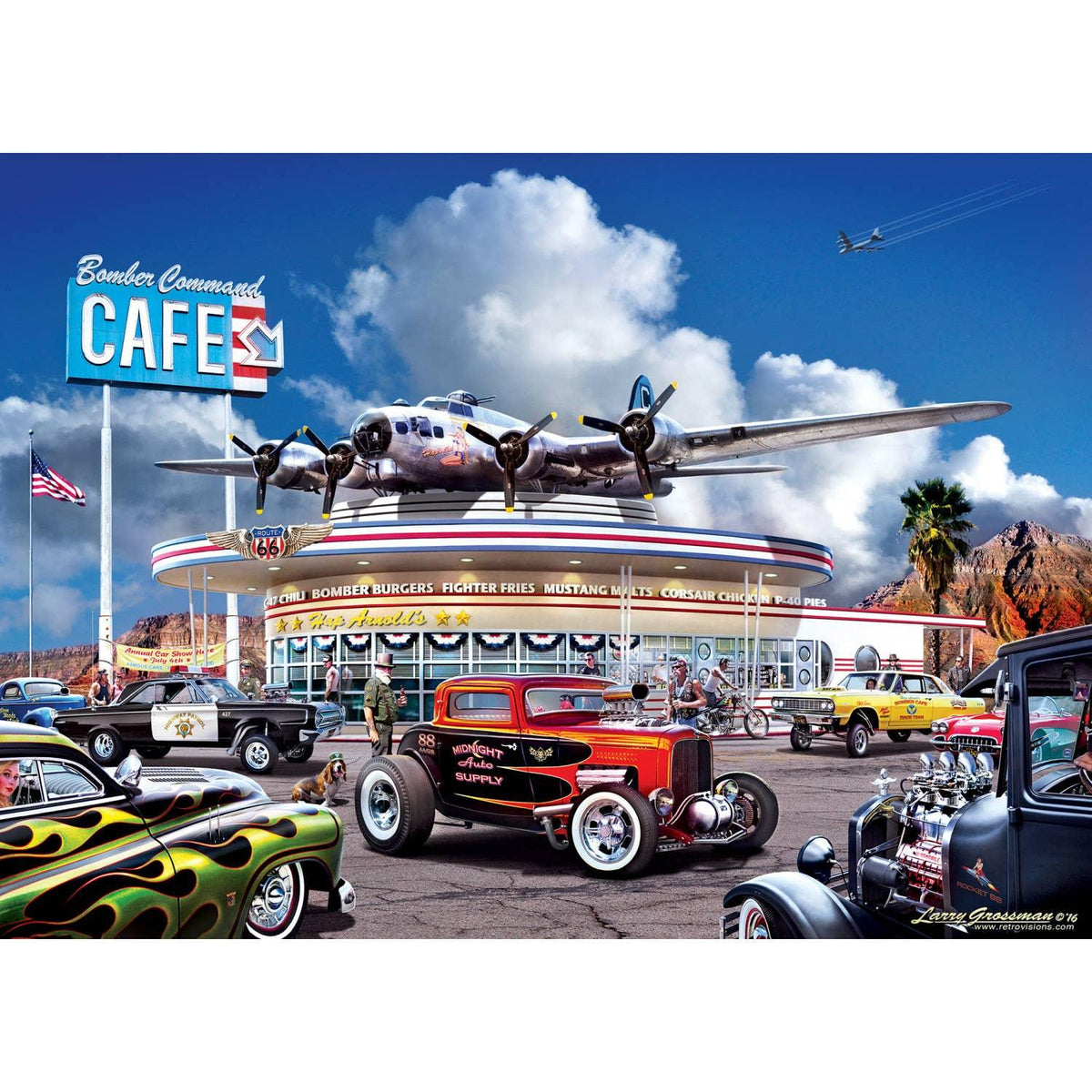Cruisin' Route 66 Bomber Command Cafe 1000 Piece Puzzle | Masterpieces - BIG FRENCHIES
