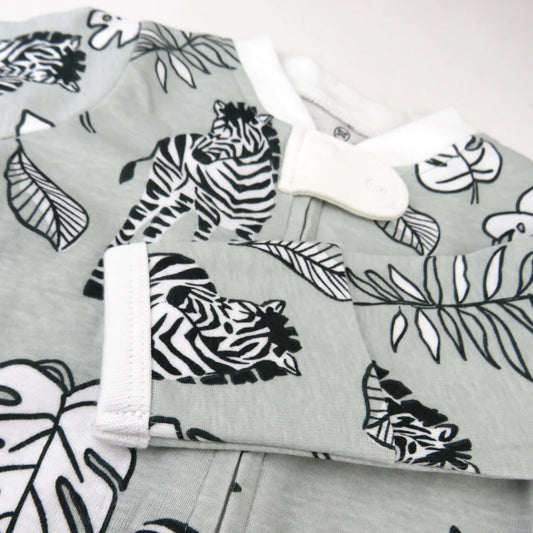 HonestBaby Baby Girls' Sleep and Play Footed Pajamas One-Piece Sleeper Jumpsuit Zip-Front Cotton Pjs 1 Baby Zebra Camo 0-3 Months - # BAAA21110027