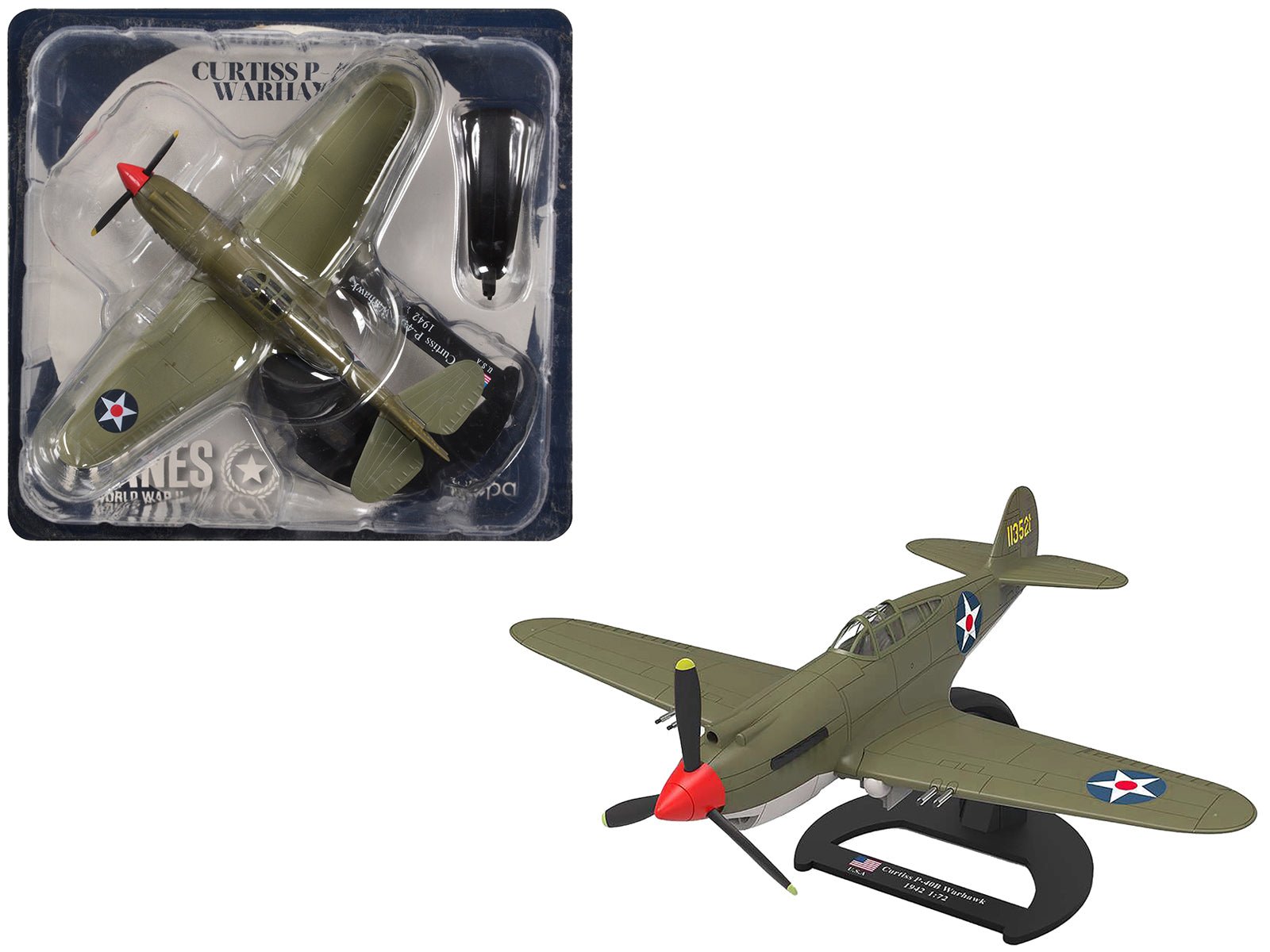 Curtiss P-40B Warhawk Aircraft "Hawaii" (1945) United States Army Air Forces "Planes of World War II" Series 1/72 Diecast Model Airplane by Luppa  free shipping USA