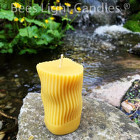Curvy Irregular Modern Striped Beeswax Pillar Candle - BIG FRENCHIES