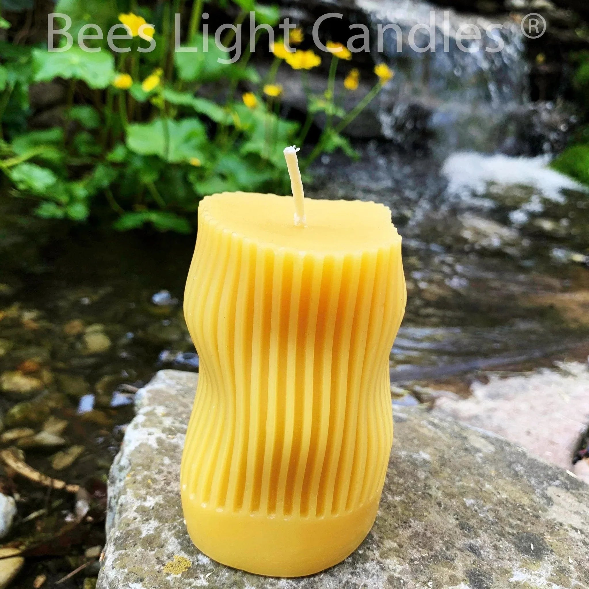 Curvy Irregular Modern Striped Beeswax Pillar Candle - BIG FRENCHIES