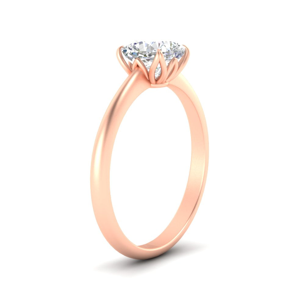 Floral Head Cushion Solitaire Cathedral Ring