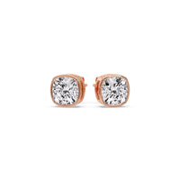 Cushion Diamond Bezel Set Solitaire Certified Stud Earrings