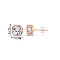 Cushion Diamond Bezel Set Solitaire Certified Stud Earrings