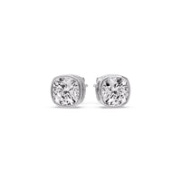 Cushion Diamond Bezel Set Solitaire Certified Stud Earrings