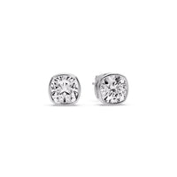 Cushion Diamond Bezel Set Solitaire Certified Stud Earrings