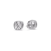 Cushion Diamond Bezel Set Solitaire Certified Stud Earrings