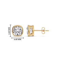 Cushion Diamond Bezel Set Solitaire Certified Stud Earrings