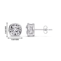 Cushion Diamond Bezel Set Solitaire Certified Stud Earrings