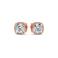 Cushion Diamond Bezel Set Solitaire Certified Stud Earrings