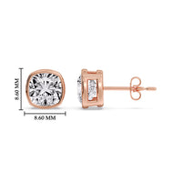 Cushion Diamond Bezel Set Solitaire Certified Stud Earrings