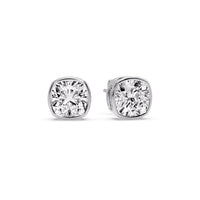 Cushion Diamond Bezel Set Solitaire Certified Stud Earrings