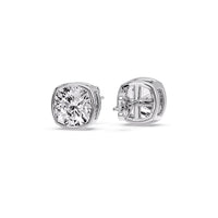 Cushion Diamond Bezel Set Solitaire Certified Stud Earrings