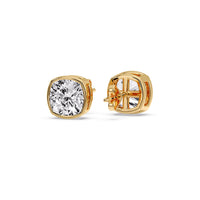 Cushion Diamond Bezel Set Solitaire Certified Stud Earrings
