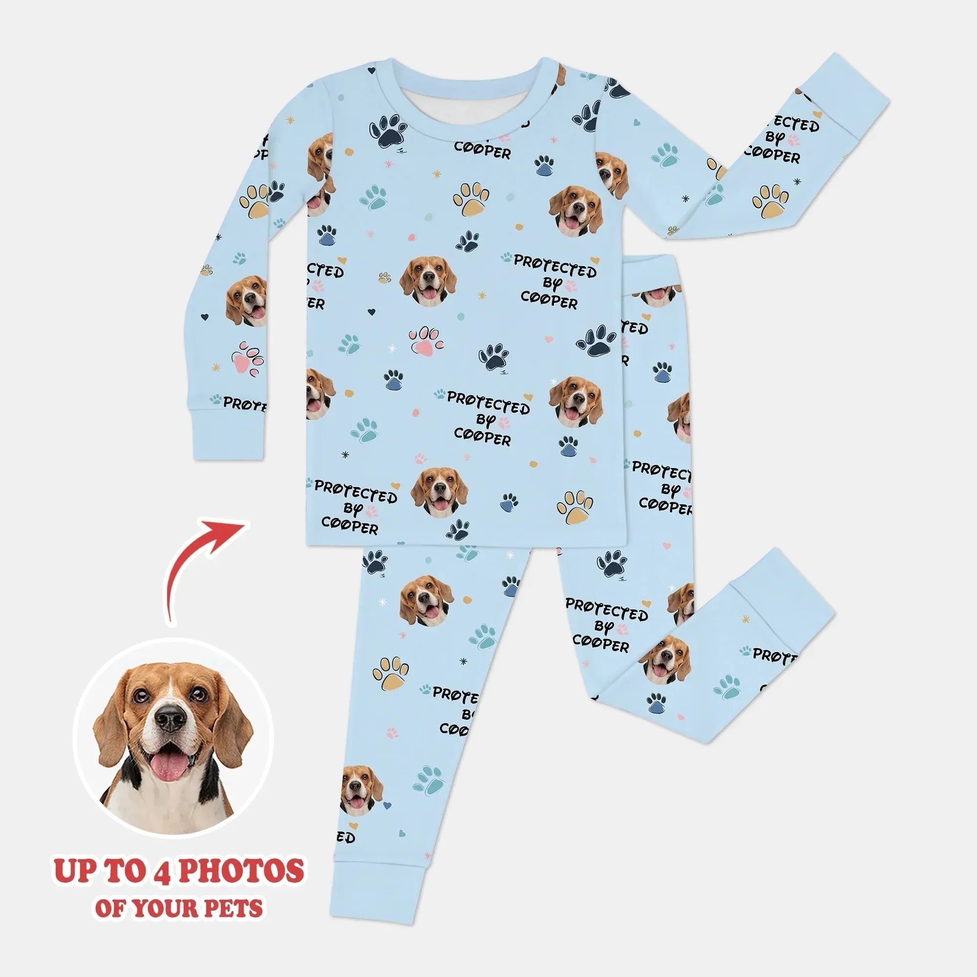Custom Dog Photo Pattern "Protected By" Pajama
