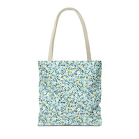 Custom Gingham Initial Tote Bag with Blue and Yellow Flowers, Cute Blue Gingham Pattern, Wildflower Retro Aesthetic Tote Bag with Letter: X - BIG FRENCHIES