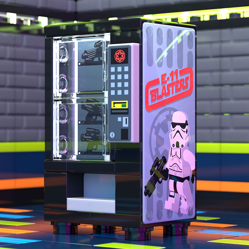 E-11 Blaster Vending Machine for Trooper minifigs made using LEGO parts-Custom LEGO Kit-BIG FRENCHIES-B3 Customs