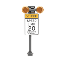 Flashing School Zone Sign - Custom Printed Build Kit - Made Using LEGO® Parts