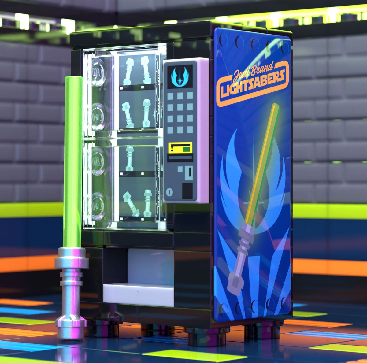 Jedi Sabers Vending Machine Building Set made using LEGO parts - B3 Customs-Custom LEGO Kit-BIG FRENCHIES-B3 Customs