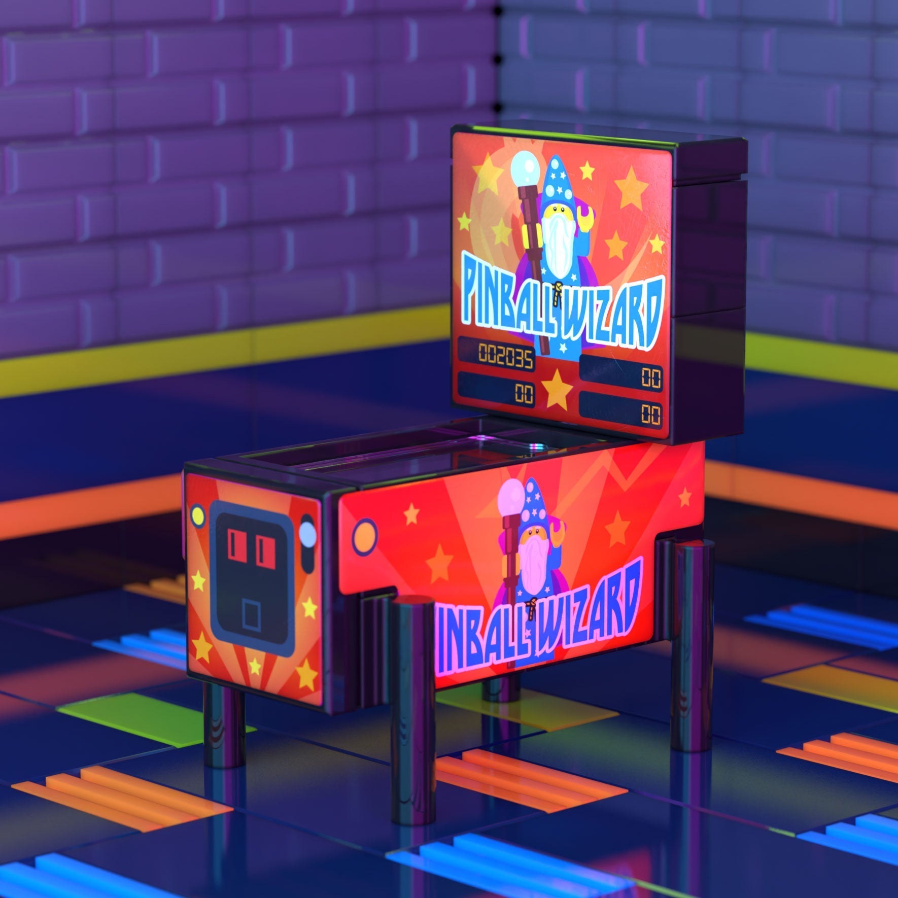 Pinball Wizard - B3 Customs Pinball Arcade Machine Building Set made using LEGO parts