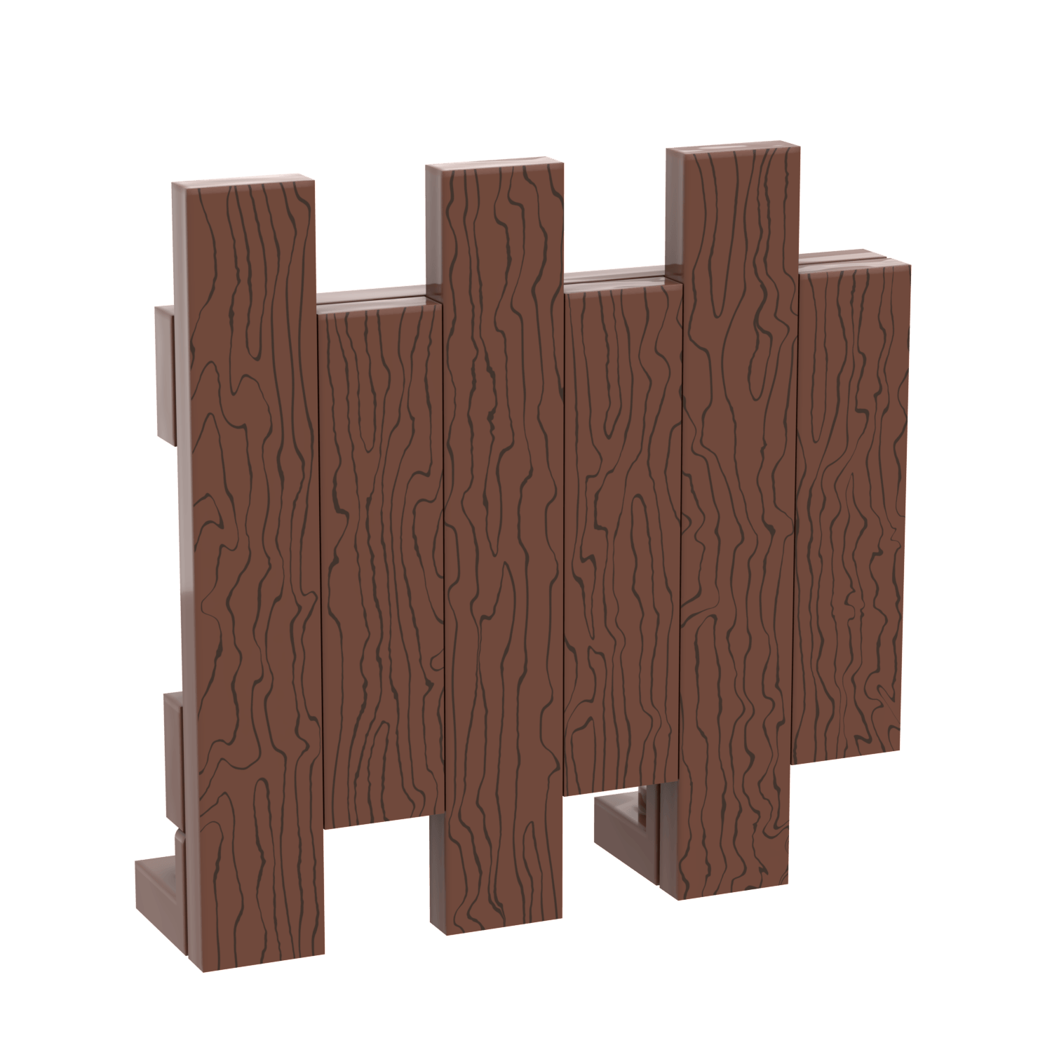 Wooden Fence (Reddish Brown) - Custom Printed - Made with LEGO® Parts