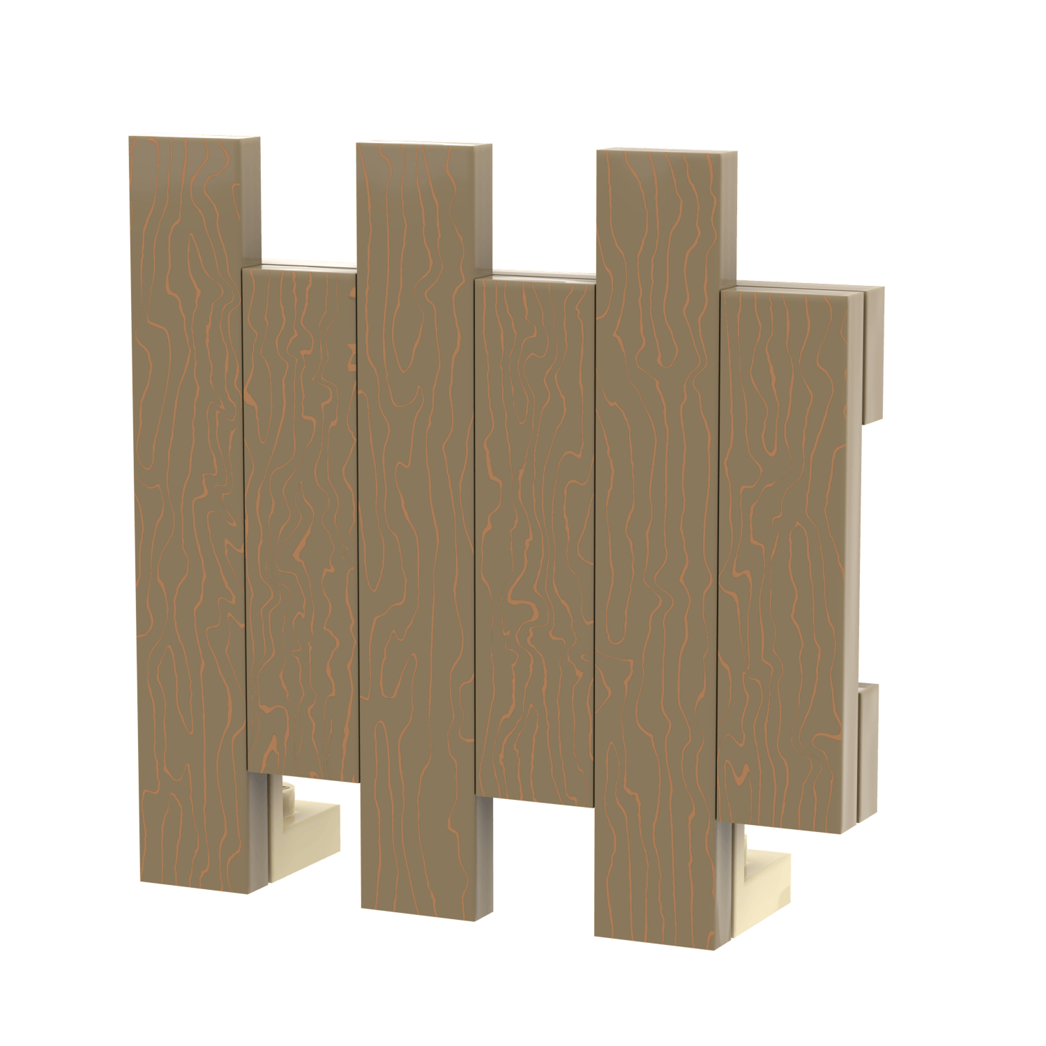 Wooden Fence (Dark Tan) - Custom Printed - Made with LEGO® Parts