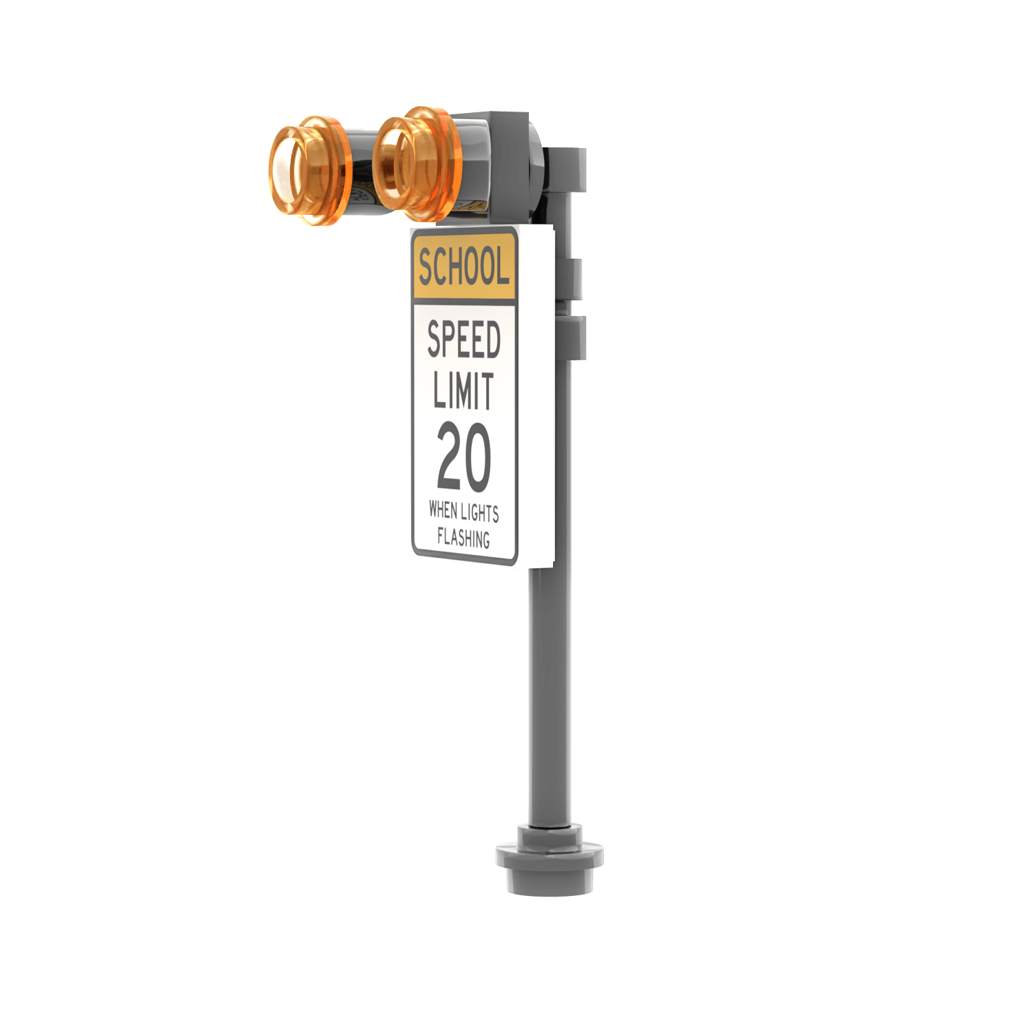 Flashing School Zone Sign - Custom Printed Build Kit - Made Using LEGO® Parts