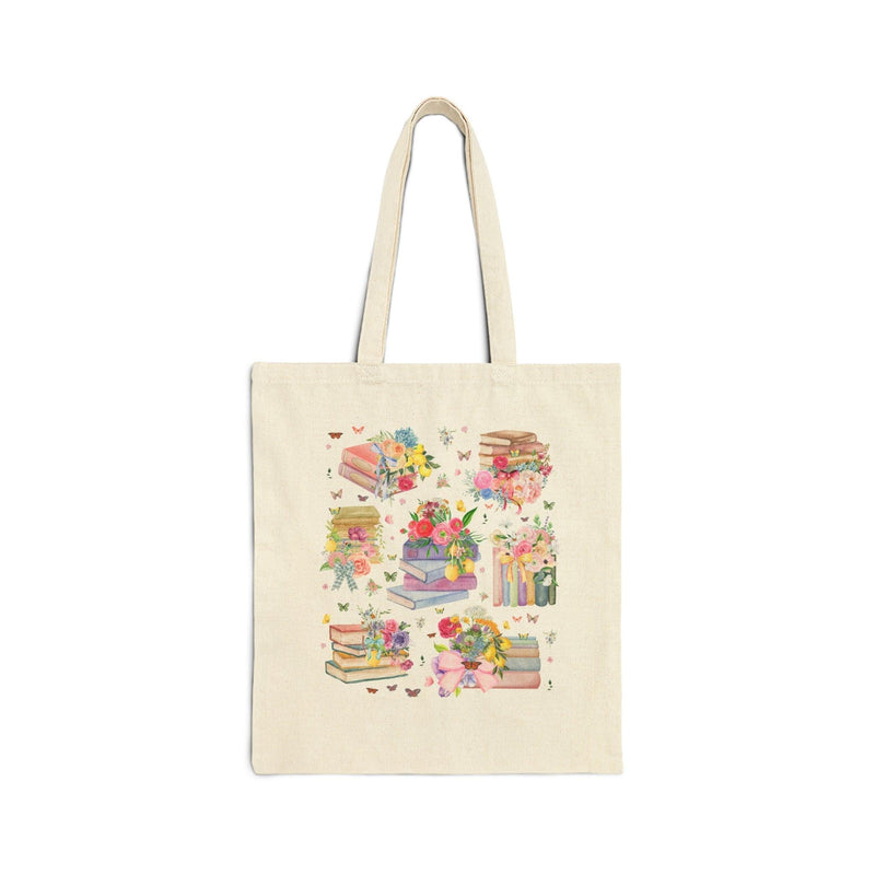 Cute Book Lover Tote Bag with Whimsical Wildflowers and Boho Butterflies - BIG FRENCHIES