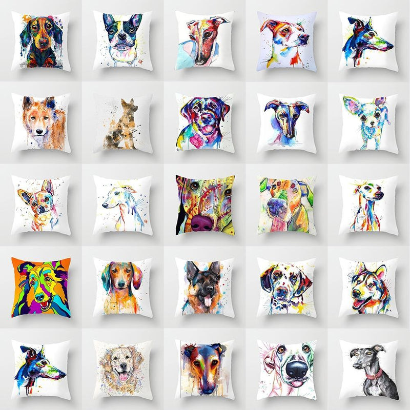 Cute Dog Peachskin Pillowcase Cover Kids Gift  Animals Puppy Pet Dog Painting Cotton Linen Throw Pillow Case Cushion Cover Square Animal Pillow Covers Home Decor Pillows Covers Pillowcase 45x45CM-ST50DE8866HLI-BIG FRENCHIES-Stevvex