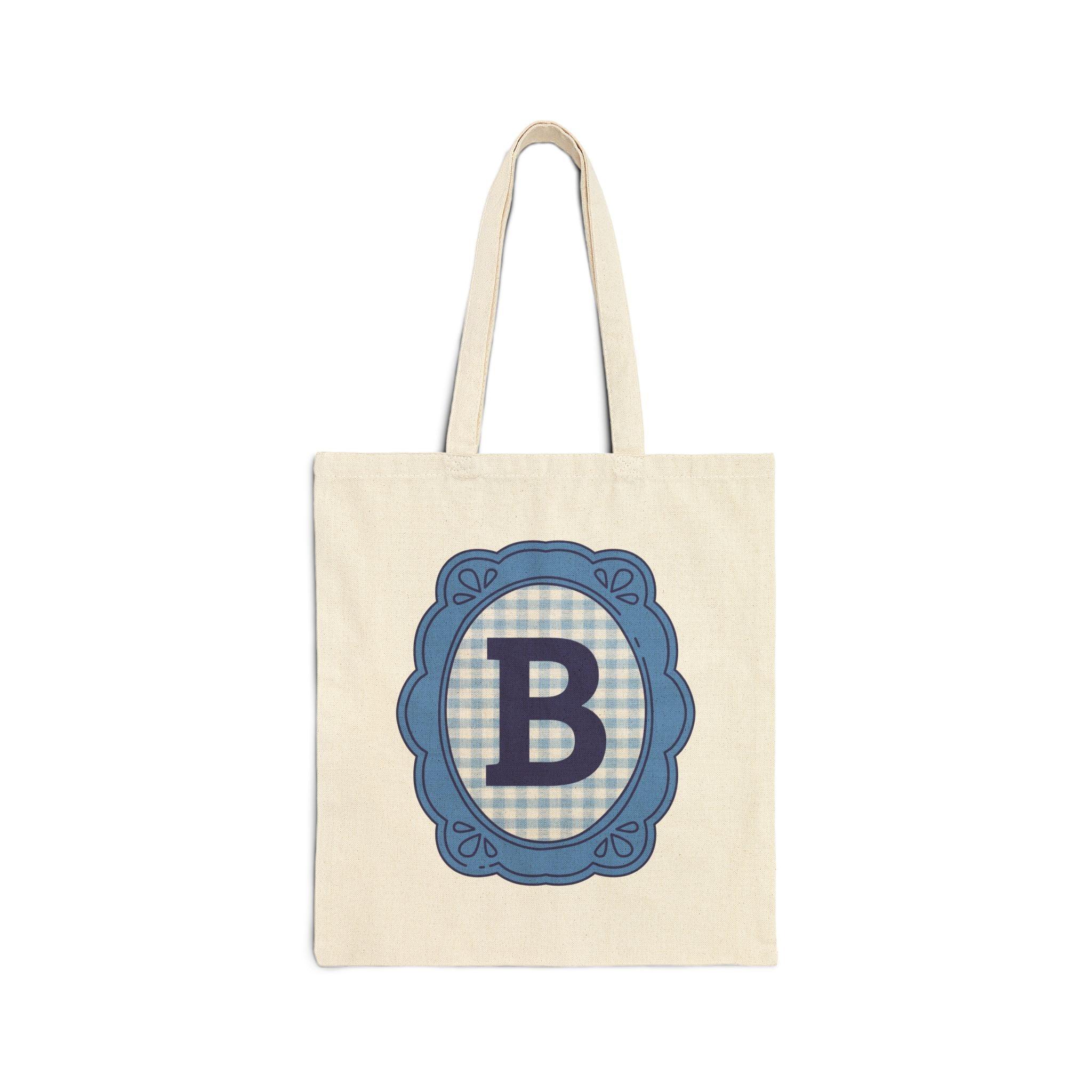 Cute Initial Tote Bag for Daughter, Gingham Birthday Present for Niece, Cousin or Sister, Pretty Matching Bachelorette Tote for Bridesmaid B - BIG FRENCHIES