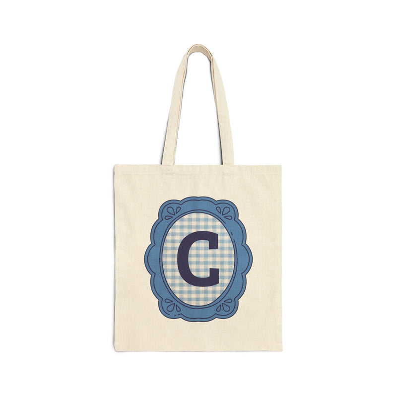 Cute Initial Tote Bag for Daughter, Gingham Birthday Present for Niece, Cousin or Sister, Pretty Matching Bachelorette Tote for Bridesmaid C - BIG FRENCHIES