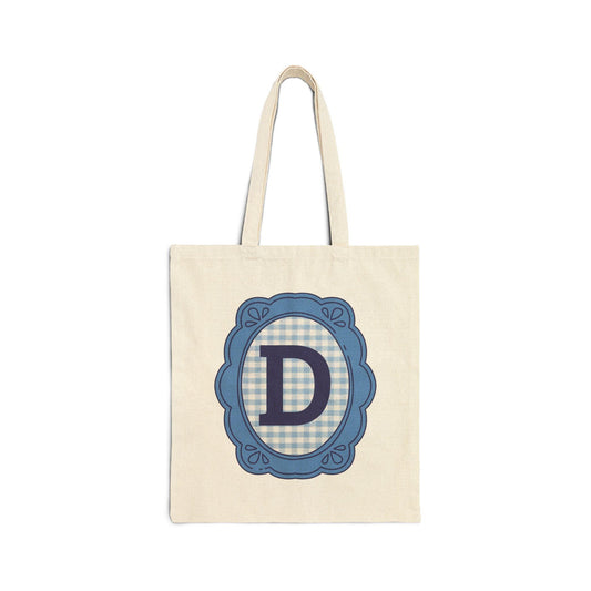 Cute Initial Tote Bag for Daughter, Gingham Birthday Present for Niece, Cousin or Sister, Pretty Matching Bachelorette Tote for Bridesmaid D - BIG FRENCHIES