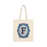 Cute Initial Tote Bag for Daughter, Gingham Birthday Present for Niece, Cousin or Sister, Pretty Matching Bachelorette Tote for Bridesmaid F - BIG FRENCHIES