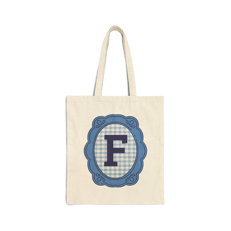 Cute Initial Tote Bag for Daughter, Gingham Birthday Present for Niece, Cousin or Sister, Pretty Matching Bachelorette Tote for Bridesmaid F - BIG FRENCHIES