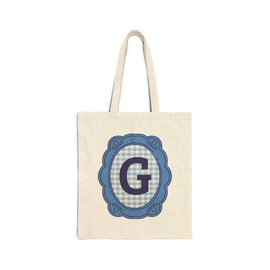 Cute Initial Tote Bag for Daughter, Gingham Birthday Present for Niece, Cousin or Sister, Pretty Matching Bachelorette Tote for Bridesmaid G - BIG FRENCHIES